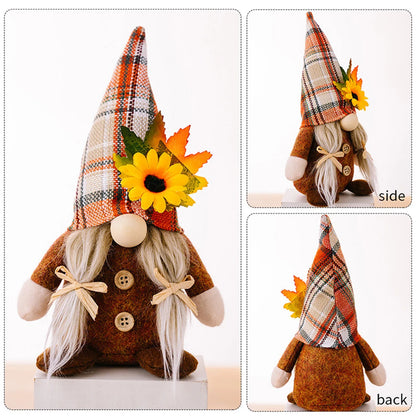 Autumn Gnome Ornament, Faceless Plush Gnome, Harvest Shelf and Mantel Decor