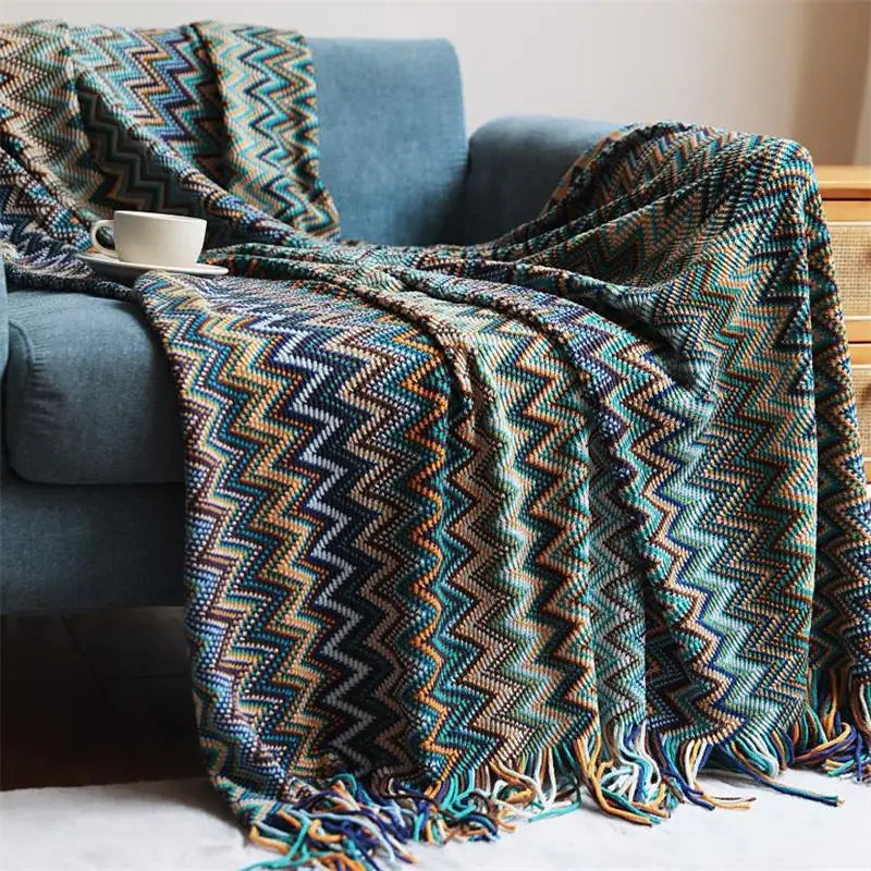Hand Knitted Throw Blanket, Chunky Knit Throw, Cozy Layer for Sofa and Armchair