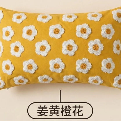 Floral Embroidered Cushion Cover, Throw Pillow Cover, Textured Accent for Sofa and Bed