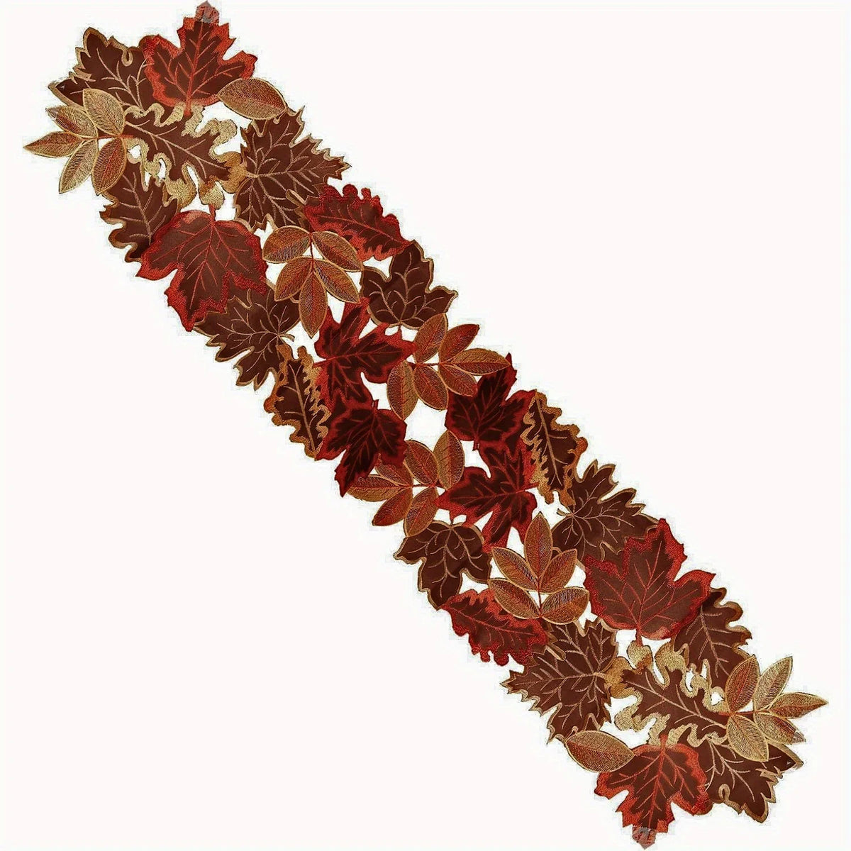Autumn Maple Leaf Table Runner, Embroidered Fall Table Decor, Thanksgiving Dining Accent