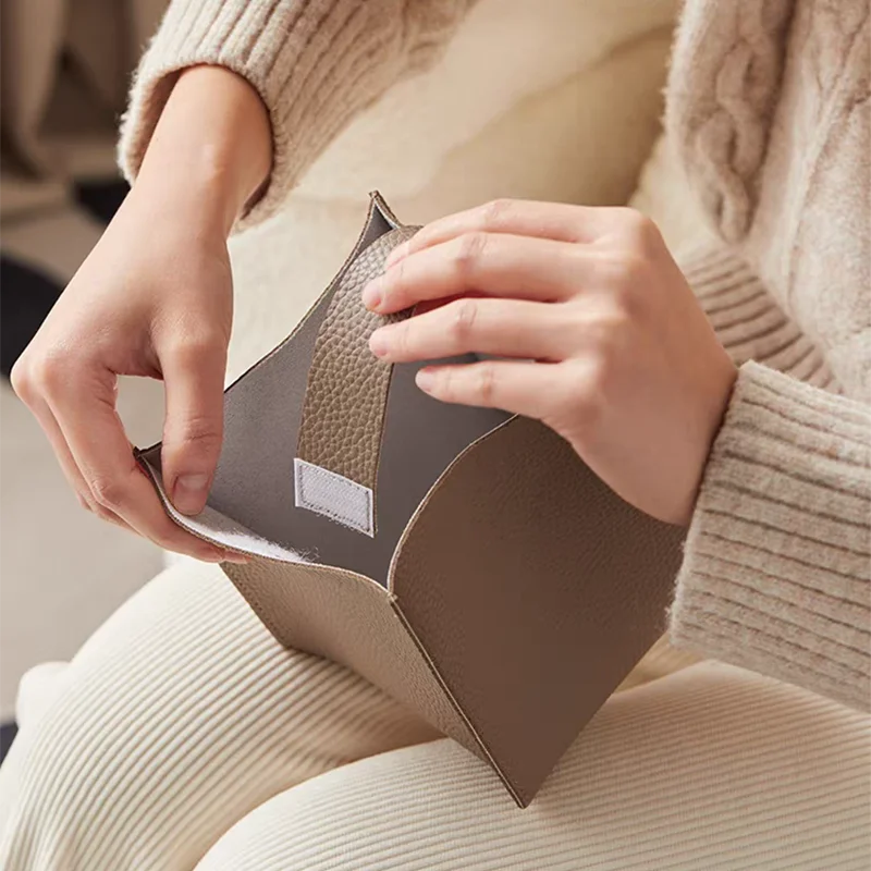 Tissue Box Cover, Leather Tissue Holder, PU Facial Tissue Case for the Living Room