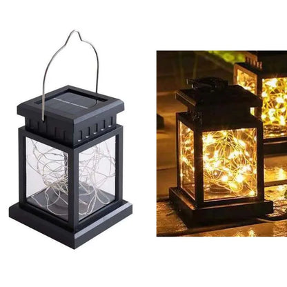 Metallic Solar Lantern, Hanging Garden Light, Weatherproof Lantern for Patio and Porch
