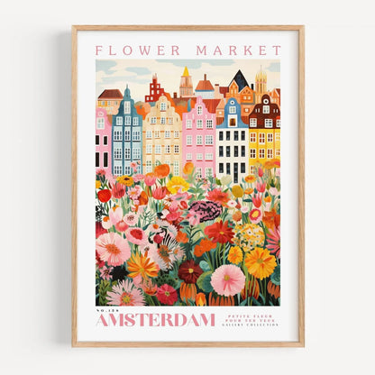 Amsterdam Flower Market Print, Floral Wall Art Poster, Botanical Decor for Living Room