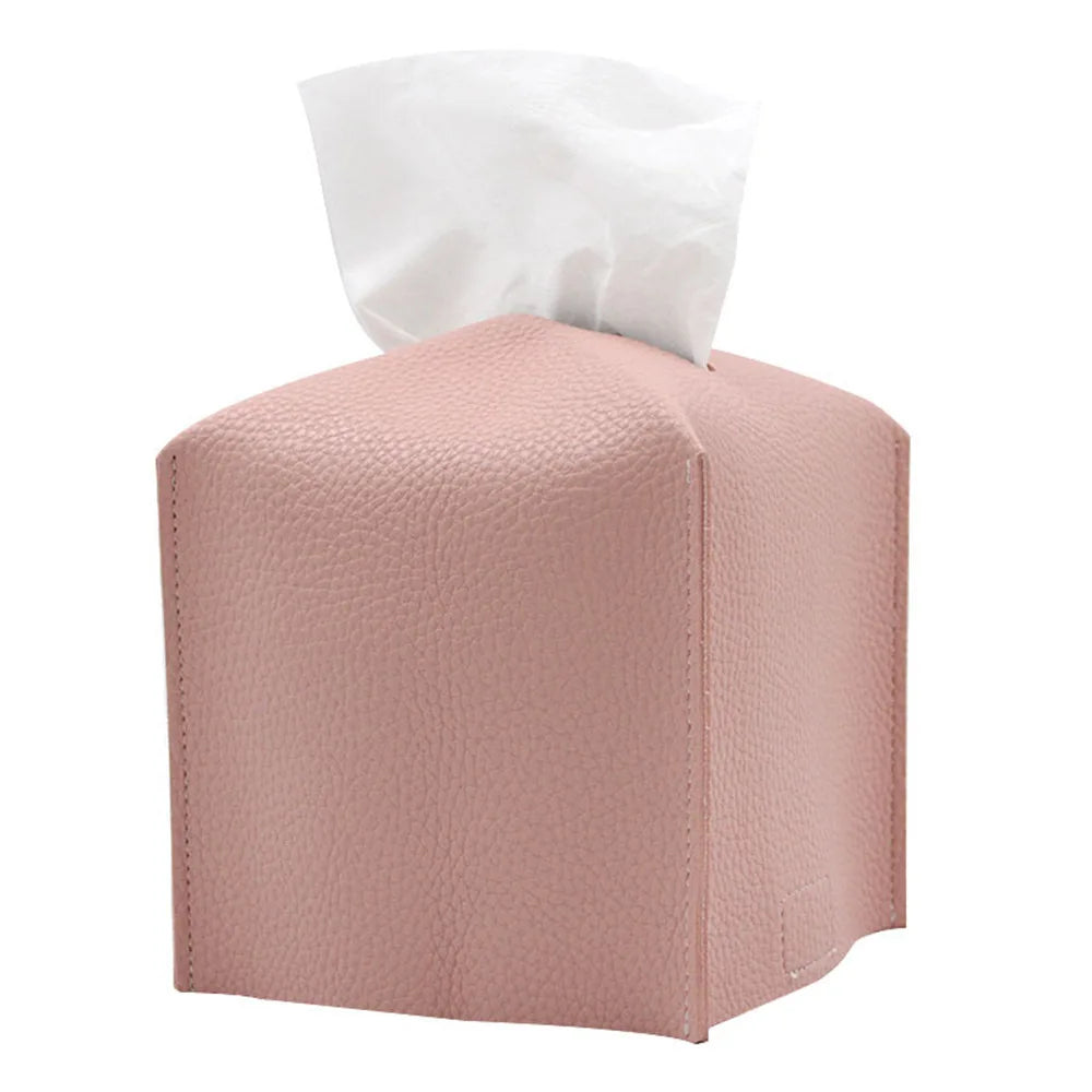 Tissue Box Cover, Leather Tissue Holder, PU Facial Tissue Case for the Living Room