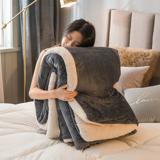 Wool Throw Blanket, Woven Bed Throw, Warm Natural Layer for Sofa and Bedroom