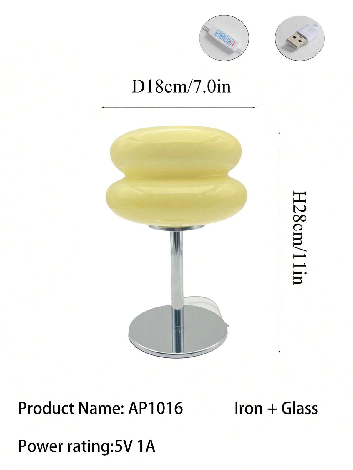 Macaron Glass Table Lamp, Dimmable Bedside Lamp, Eye Caring Light for Study and Bedroom