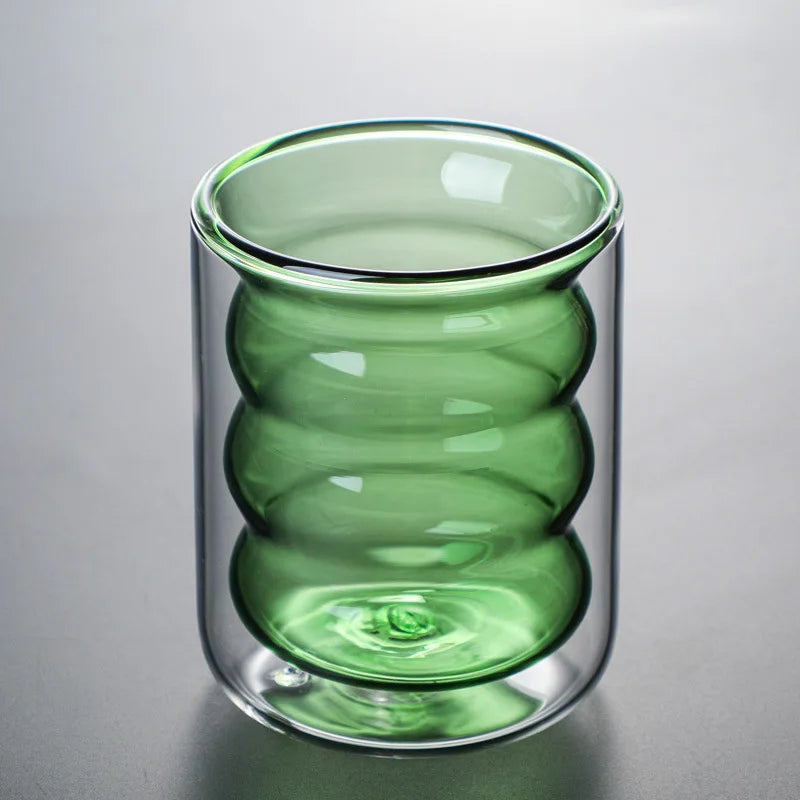 Double Wall Glass Cup, Insulated Coffee Mug, Borosilicate Glassware for Tea and Latte