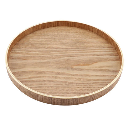 Round Wooden Serving Tray, Breakfast Tray, Wooden Tray for Kitchen and Dining