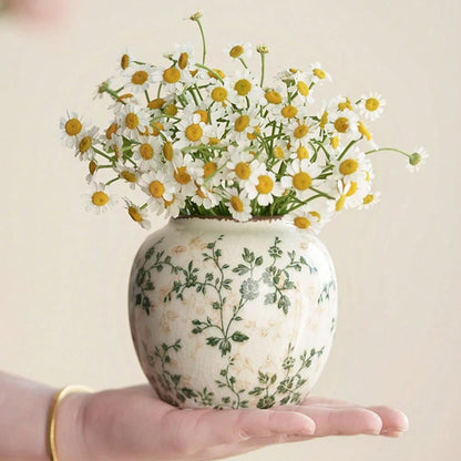 Crackle Glaze Ceramic Vase, Handmade Bohemian Flower Vase, Textured Table Decor