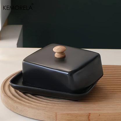 Ceramic Butter Dish with Lid, Covered Butter Keeper, Lidded Server for the Table