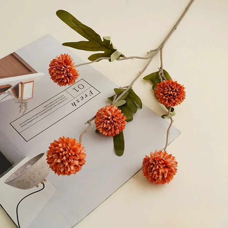 Artificial Autumn Chrysanthemum, Faux Flower Stems, Fall Table and Vase Decor