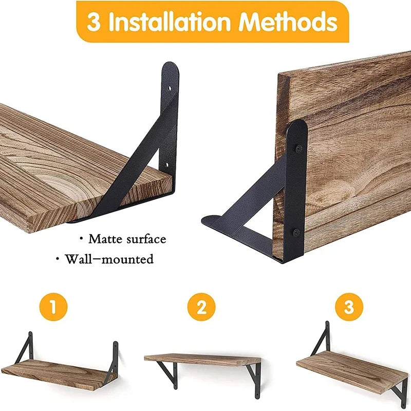 Wooden Floating Wall Shelf, Wall Mounted Shelf, Display Ledge for Living Room and Hall
