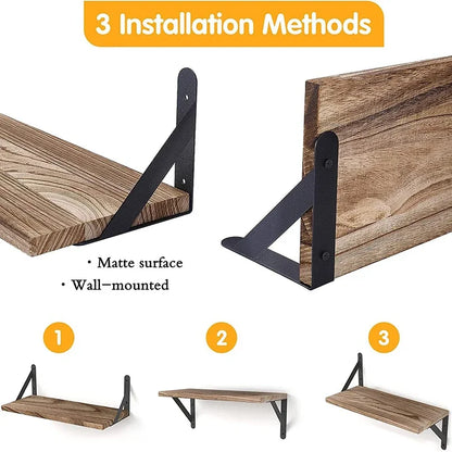 Wooden Floating Wall Shelf, Wall Mounted Shelf, Display Ledge for Living Room and Hall