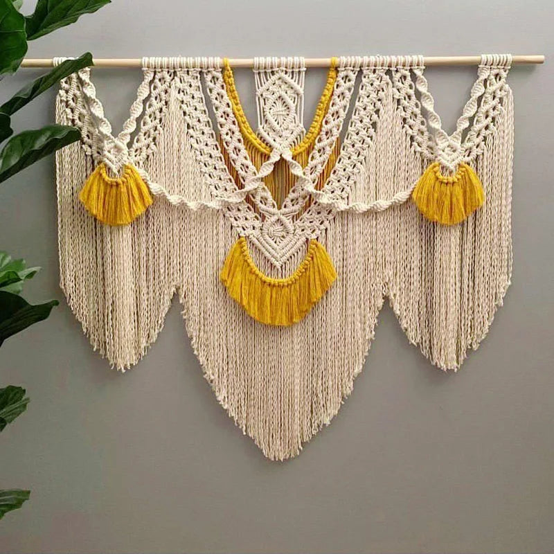 Large Macrame Wall Tapestry, Woven Wall Hanging, Boho Cotton Decor for the Bedroom