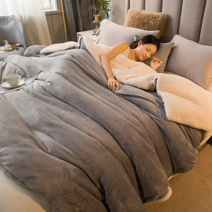 Wool Throw Blanket, Woven Bed Throw, Warm Natural Layer for Sofa and Bedroom