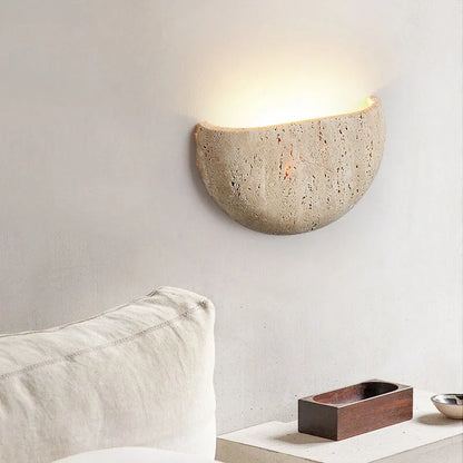 Wabi-Sabi Stone Wall Lamp, Textured Wall Sconce, Warm Light for Hallway and Landing