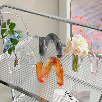 Sculptural Glass Vase, Irregular Bud Vase, Handblown Accent for Console Styling