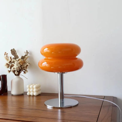 Macaron Glass Table Lamp, Dimmable Bedside Lamp, Eye Caring Light for Study and Bedroom