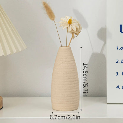 Retro Ceramic Flower Vase, Vintage Bud Vase, Glazed Decor for Open Shelves
