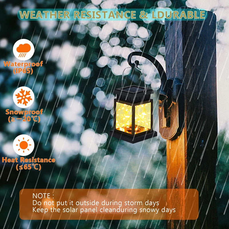 Solar LED Lantern, Outdoor Hanging Light, Rechargeable Lantern for Patio and Garden