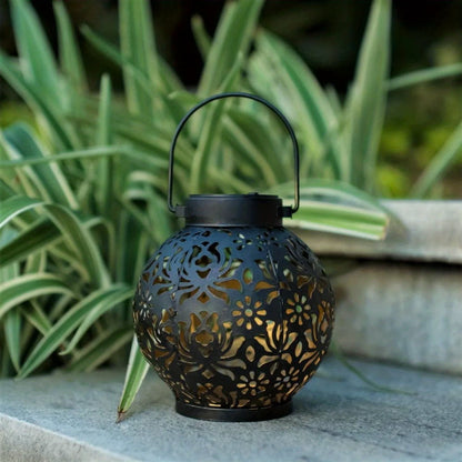 Metallic Solar Lantern, Hanging Garden Light, Weatherproof Lantern for Patio and Porch