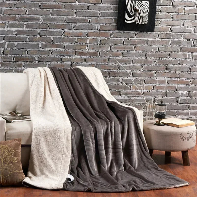 Wool Throw Blanket, Woven Bed Throw, Warm Natural Layer for Sofa and Bedroom