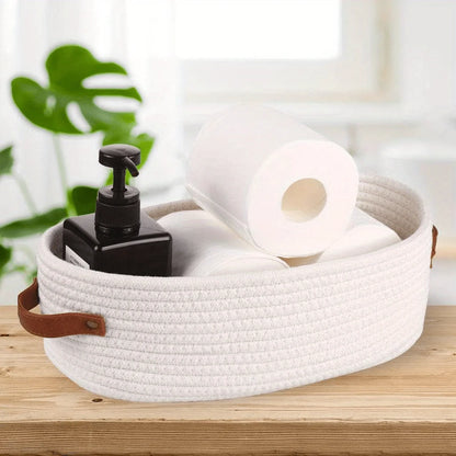 Oval Woven Bathroom Basket, Storage Basket, Woven Organizer for Towels and Toiletries