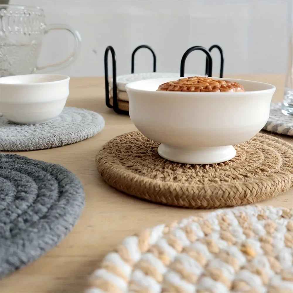 Cotton Drink Coasters, Cup Mat Set of 4, Absorbent Coasters for the Coffee Table