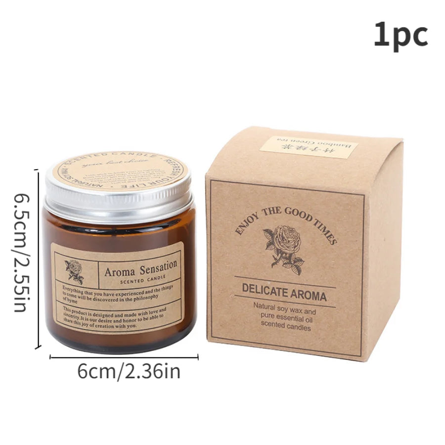 Aromatherapy Candle, Scented Glass Jar Candle, Slow Burning Home Fragrance