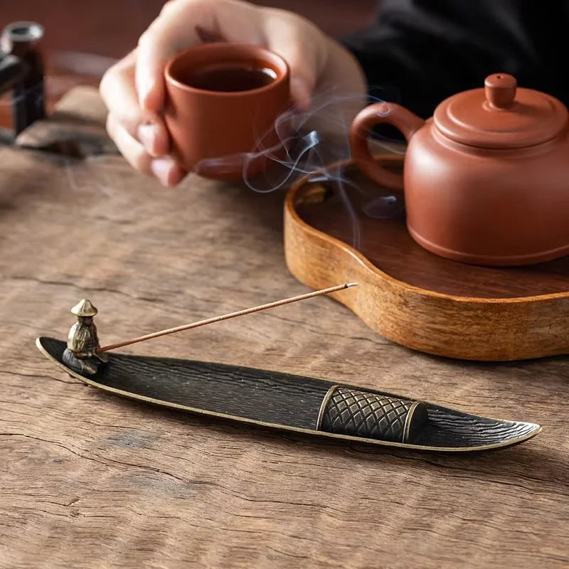 Boat Incense Holder, Stick Incense Burner, Ash Catcher Tray for Desk and Shelf