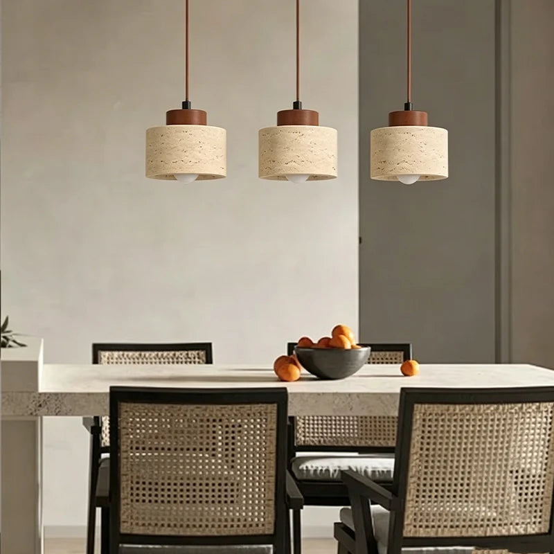 Wabi-Sabi Pendant Chandelier, Stone Ceiling Light, Textured Fixture for Bedside and Hall