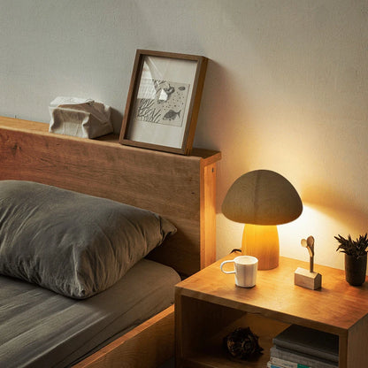 Wooden Mushroom Night Light, LED Bedside Lamp, Warm Glow for Nursery and Bedroom