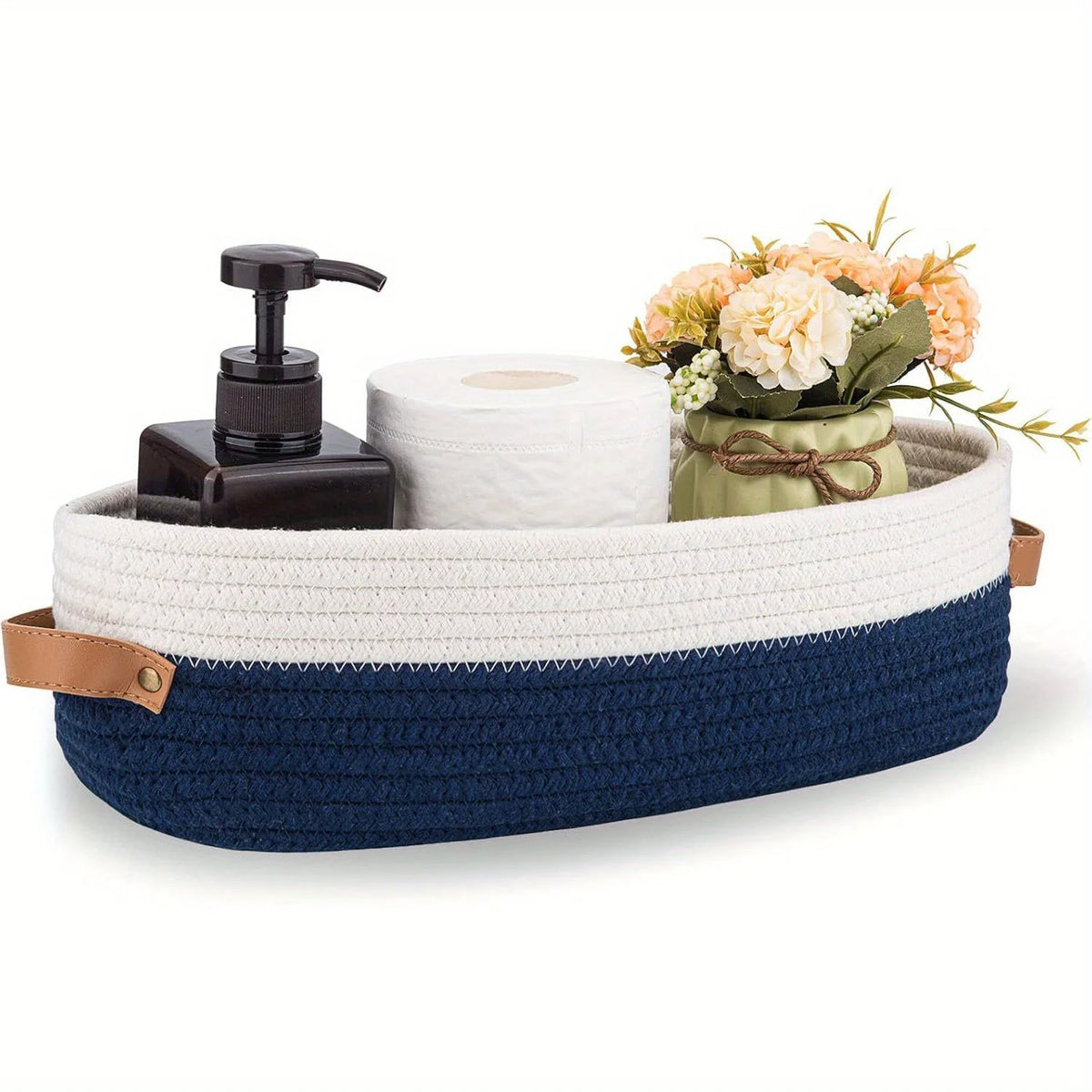 Oval Woven Bathroom Basket, Storage Basket, Woven Organizer for Towels and Toiletries