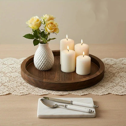 Rustic Wooden Serving Tray, Ottoman Tray, Farmhouse Round Tray for the Coffee Table