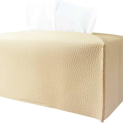 Tissue Box Cover, Leather Tissue Holder, PU Facial Tissue Case for the Living Room