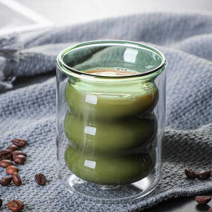 Double Wall Glass Cup, Insulated Coffee Mug, Borosilicate Glassware for Tea and Latte