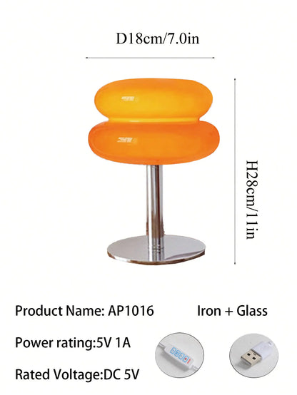 Macaron Glass Table Lamp, Dimmable Bedside Lamp, Eye Caring Light for Study and Bedroom