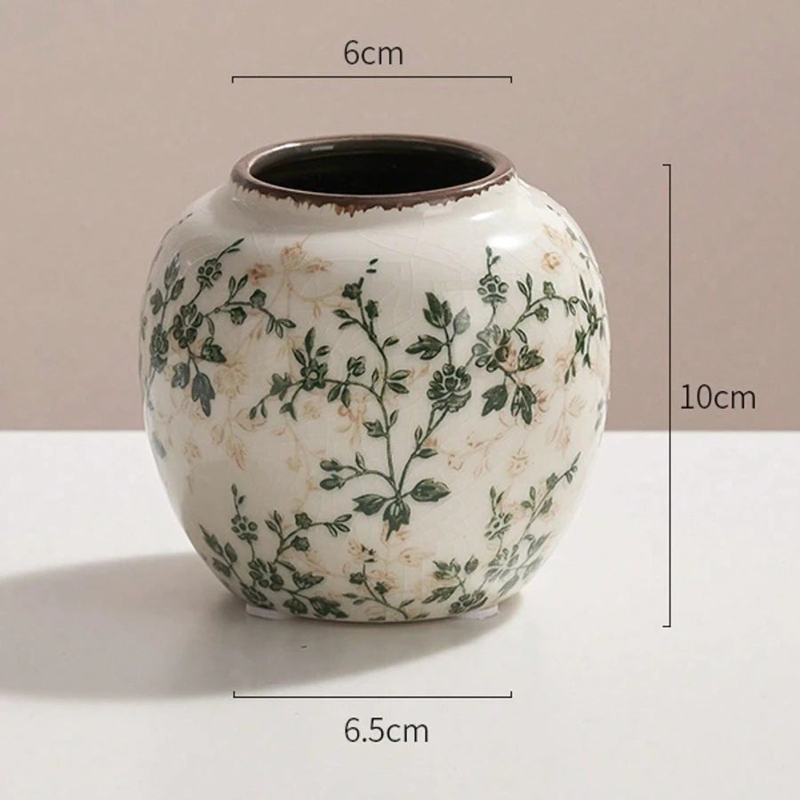 Crackle Glaze Ceramic Vase, Handmade Bohemian Flower Vase, Textured Table Decor
