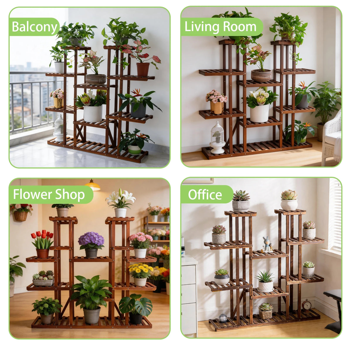 Wooden Plant Shelf, Multi-Tier Plant Rack, Indoor Ladder Shelf for Potted Plants