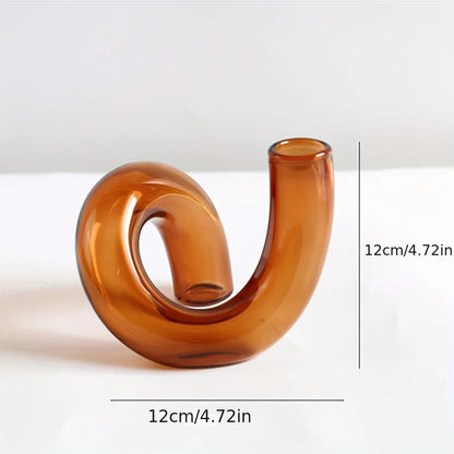 Sculptural Glass Vase, Irregular Bud Vase, Handblown Accent for Console Styling