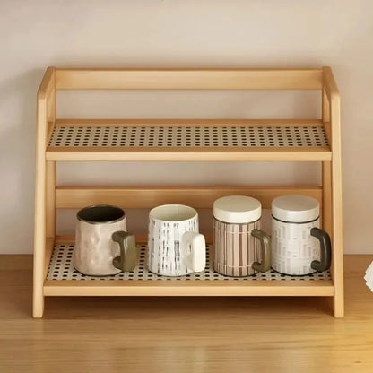 Bamboo Storage Rack, 2-Tier Shelf Organizer, Freestanding Kitchen and Bathroom Storage