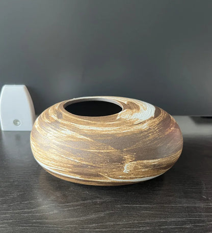 Black Terracotta Vase, Matte Ceramic Flower Vase, Modern Mantel and Console Decor