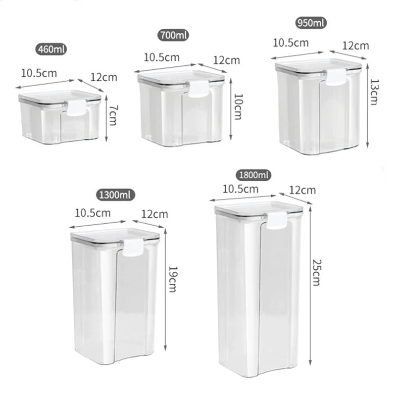 Sealed Kitchen Storage Jar Set, Airtight Canister Set, Stackable Pantry Containers