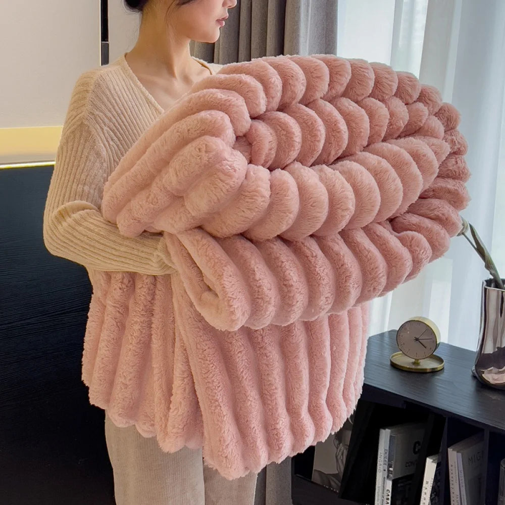 Soft Fluffy Throw Blanket, Faux Fur Throw, Plush Accent Layer for Couch and Chair