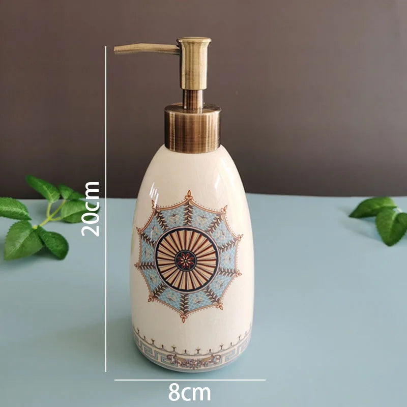 Ceramic Soap Dispenser Bottle, Hand Soap Pump, Vanity Accent for Bathroom and Kitchen