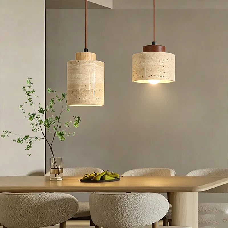 Wabi-Sabi Pendant Chandelier, Stone Ceiling Light, Textured Fixture for Bedside and Hall