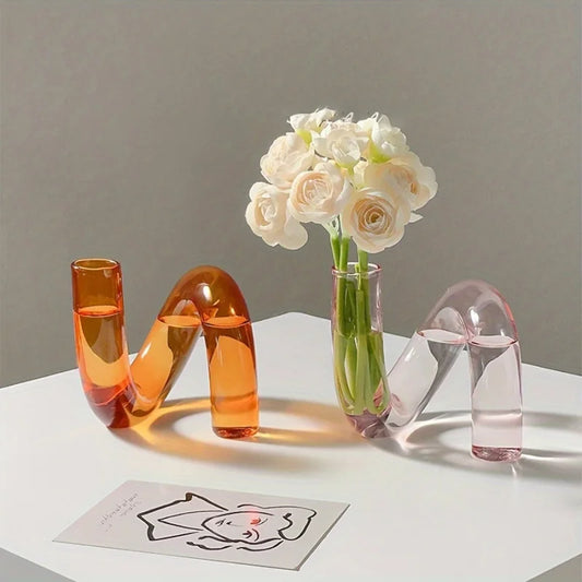 Sculptural Glass Vase, Irregular Bud Vase, Handblown Accent for Console Styling