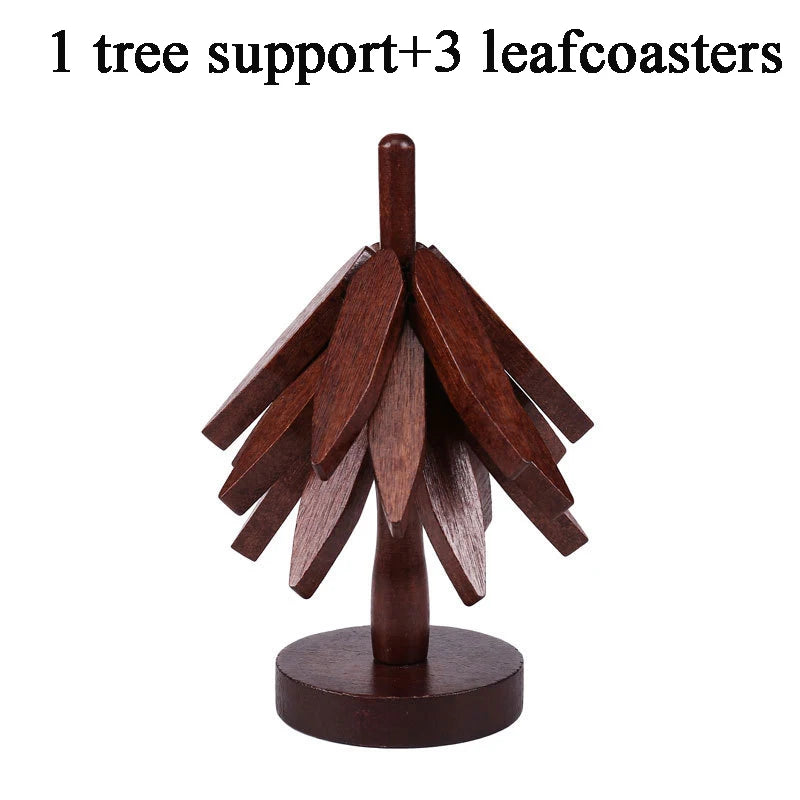 Wooden Trivet Set, Kitchen Hot Pad Holder, Tree Shape Pot Stand