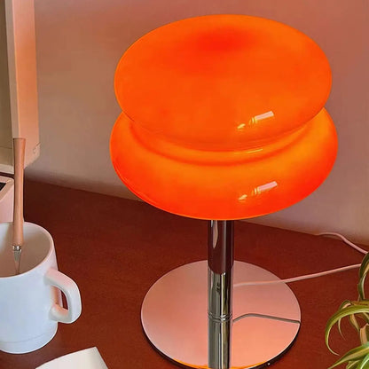 Macaron Glass Table Lamp, Dimmable Bedside Lamp, Eye Caring Light for Study and Bedroom