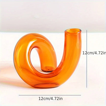 Sculptural Glass Vase, Irregular Bud Vase, Handblown Accent for Console Styling